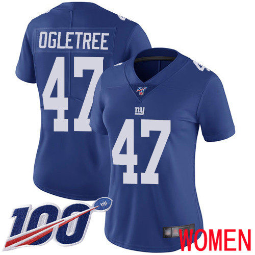 Women New York Giants #47 Alec Ogletree Royal Blue Team Color Vapor Untouchable Limited Player 100th Season Football NFL Jersey->women nfl jersey->Women Jersey